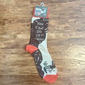 Blue Q limited edition mens cotton crew socks brown beige orange coffee casual